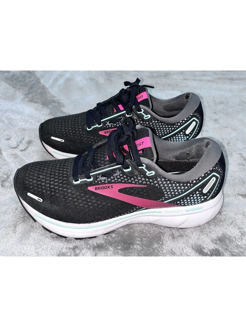 Brooks Ghost 14 Low Black White Pink Women's Running Sneakers Shoes Size 6.5